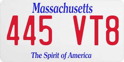 MA license plate 445VT8