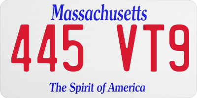 MA license plate 445VT9