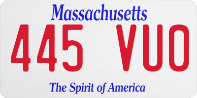 MA license plate 445VU0