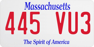 MA license plate 445VU3