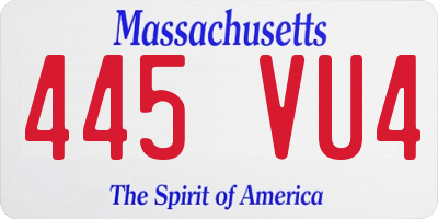MA license plate 445VU4