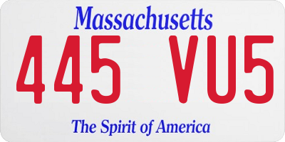 MA license plate 445VU5