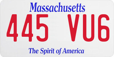 MA license plate 445VU6