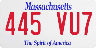 MA license plate 445VU7