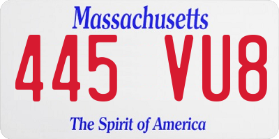 MA license plate 445VU8