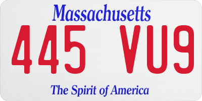 MA license plate 445VU9