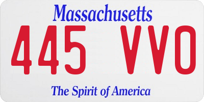 MA license plate 445VV0