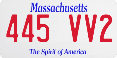 MA license plate 445VV2