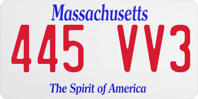 MA license plate 445VV3
