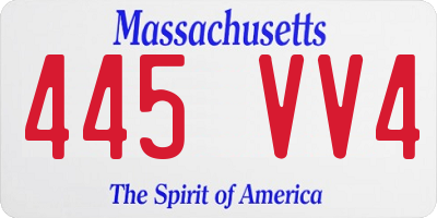 MA license plate 445VV4