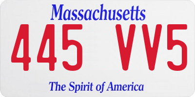 MA license plate 445VV5
