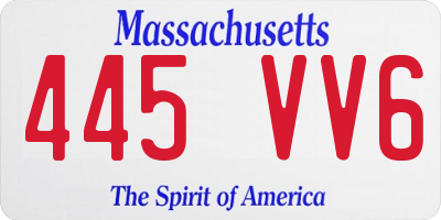 MA license plate 445VV6