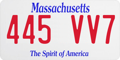 MA license plate 445VV7
