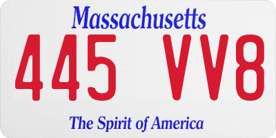 MA license plate 445VV8