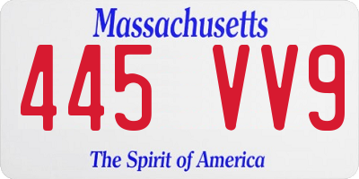 MA license plate 445VV9