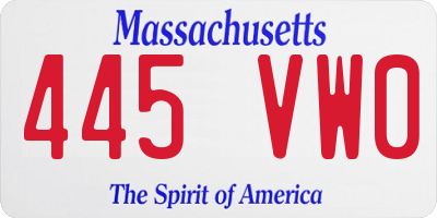 MA license plate 445VW0