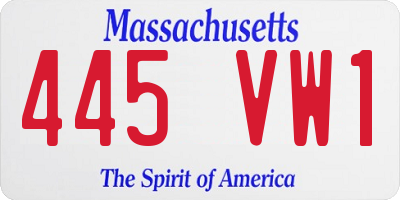 MA license plate 445VW1