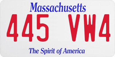 MA license plate 445VW4
