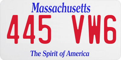 MA license plate 445VW6
