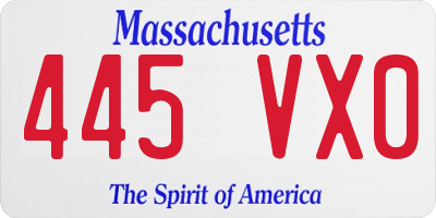 MA license plate 445VX0