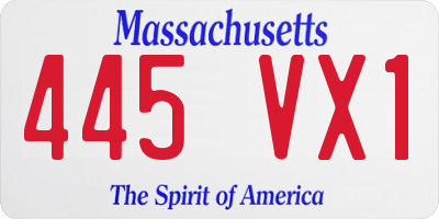 MA license plate 445VX1