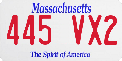 MA license plate 445VX2
