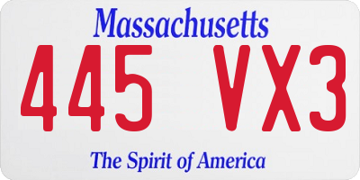 MA license plate 445VX3