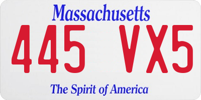 MA license plate 445VX5