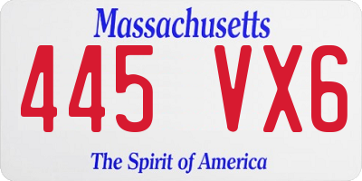 MA license plate 445VX6