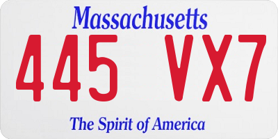 MA license plate 445VX7