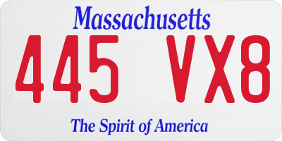 MA license plate 445VX8