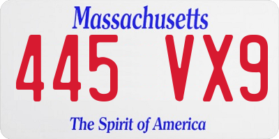 MA license plate 445VX9