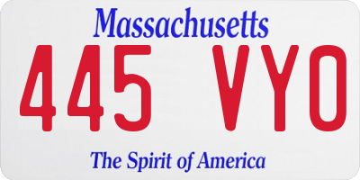 MA license plate 445VY0