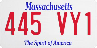 MA license plate 445VY1