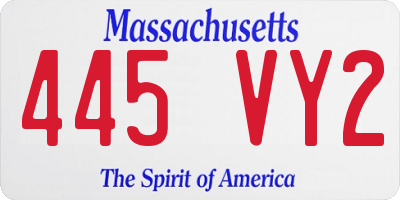MA license plate 445VY2