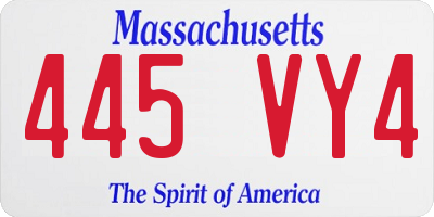 MA license plate 445VY4