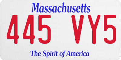MA license plate 445VY5