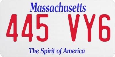MA license plate 445VY6