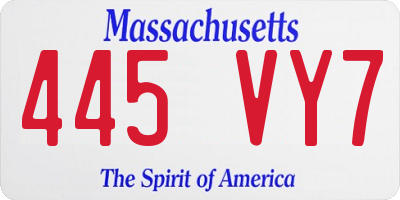 MA license plate 445VY7