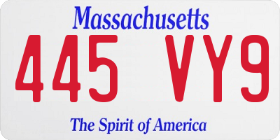 MA license plate 445VY9