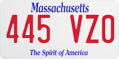 MA license plate 445VZ0