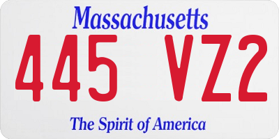 MA license plate 445VZ2