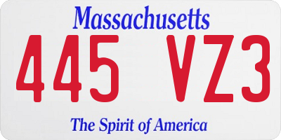 MA license plate 445VZ3