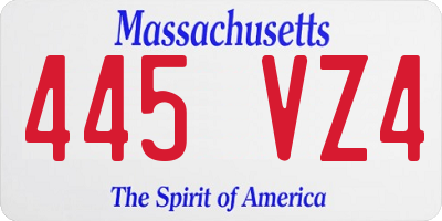 MA license plate 445VZ4