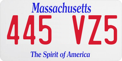 MA license plate 445VZ5