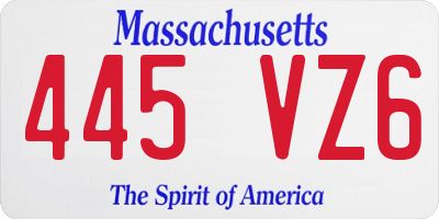 MA license plate 445VZ6