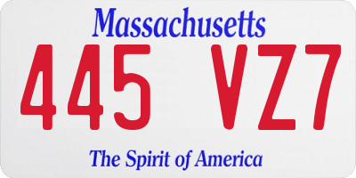 MA license plate 445VZ7