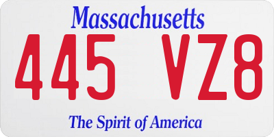 MA license plate 445VZ8