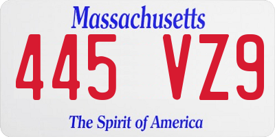 MA license plate 445VZ9