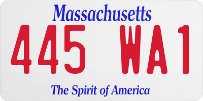 MA license plate 445WA1